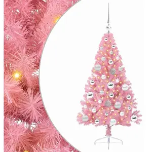 vidaXL Sapin de Noël artificiel pré-éclairé Rose 120 cm PVC pas cher