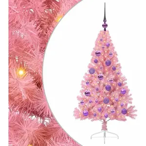 vidaXL Sapin de Noël artificiel pré-éclairé Rose 120 cm PVC pas cher