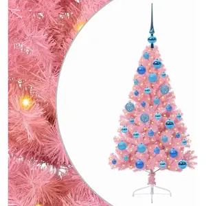 vidaXL Sapin de Noël artificiel pré-éclairé Rose 120 cm PVC pas cher