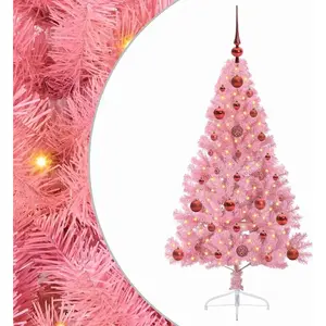 vidaXL Sapin de Noël artificiel pré-éclairé Rose 120 cm PVC pas cher