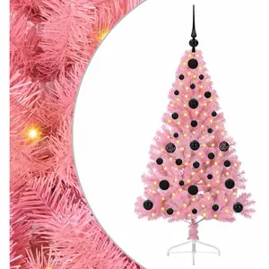 vidaXL Sapin de Noël artificiel pré-éclairé Rose 120 cm PVC pas cher