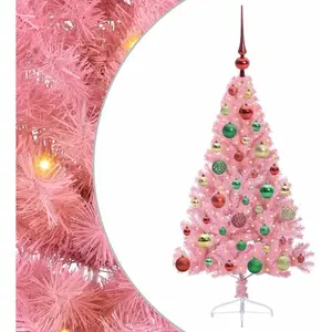 vidaXL Sapin de Noël artificiel pré-éclairé Rose 120 cm PVC pas cher