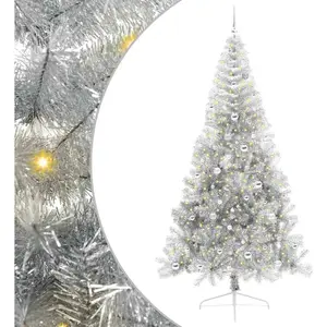 vidaXL Sapin de Noël artificiel pré-éclairé Argent 240 cm PET pas cher