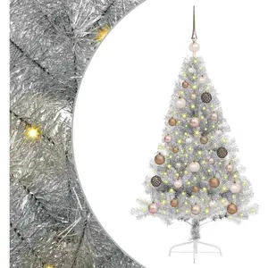 vidaXL Sapin de Noël artificiel pré-éclairé Argent 120 cm PET pas cher
