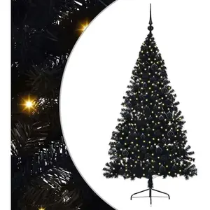 vidaXL Sapin de Noël artificiel pré-éclairé Noir 180 cm PVC pas cher