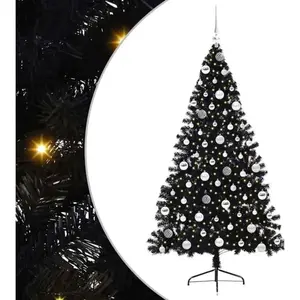 vidaXL Sapin de Noël artificiel pré-éclairé Noir 180 cm PVC pas cher