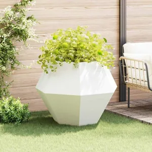vidaXL Vidaxl Jardinière Blanc 100 X 100 X 80 Cm Acier pas cher