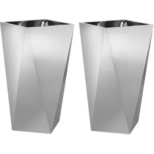vidaXL Vidaxl Jardinière 2 Pcs Argent 40 X 40 X 75 Cm Acier Galvanisé pas cher
