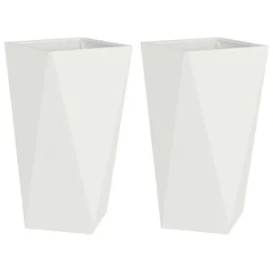 vidaXL Vidaxl Jardinière 2 Pcs Blanc 40 X 40 X 75 Cm Acier pas cher
