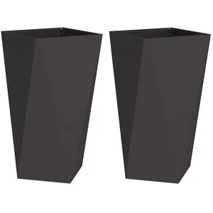 vidaXL Vidaxl Jardinière 2 Pcs Noir 40 X 40 X 75 Cm Acier pas cher