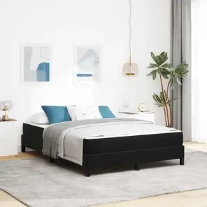 vidaXL Lit à ressorts avec matelas Noir 160 x 210 cm tissu pas cher