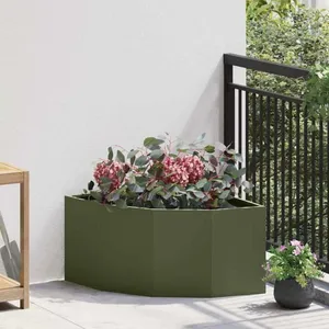 vidaXL Vidaxl Jardinière D'angle Vert Olive 60 X 60 X 35 Cm Acier pas cher