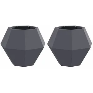 vidaXL Vidaxl Jardinière 2 Pcs Anthracite 50 X 50 X 40 Cm Acier pas cher