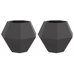 vidaXL Vidaxl Jardinière 2 Pcs Noir 75 X 75 X 60 Cm Acier pas cher