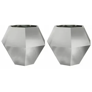 vidaXL Vidaxl Jardinière 2 Pcs Argent 100 X 100 X 80 Cm Acier Galvanis... pas cher