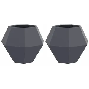 vidaXL Vidaxl Jardinière 2 Pcs Anthracite 75 X 75 X 60 Cm Acier pas cher