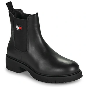 Tommy Jeans TJW Chelsea EN0EN02825 Bottes basses en cuir pour femme Noir Pointure 39, Black, 40 EU