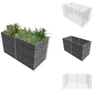 vidaXL Verhoogde Plantenbak - Verhoogde Plantenbakken - Gabion Plantenbak - Gabion Plantenbakken - Gabion plantenbak verhoogd 180x90x100 cm staal zilverkleurigVendu parbol