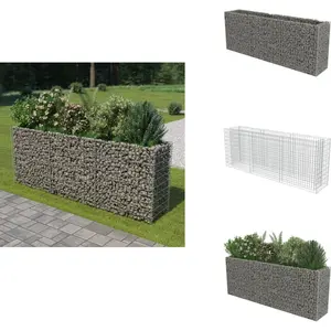 vidaXL Gabion Verhoogde Plantenbak - Gabion Verhoogde Plantenbakken - Gabionbak - Gabionbakken - Gabion plantenbak verhoogd 270x50x100 cm gegalvaniseerd staalVendu parbol