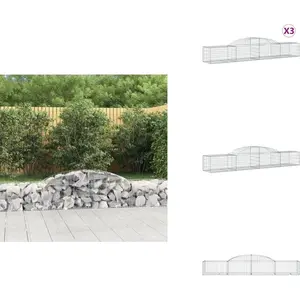 vidaXL Schanskorfmand - Schanskorfmanden - Schanskorf - Schanskorfmuur - Schanskorven 3 st gewelfd 300x50x40/60 cm gegalvaniseerd ijzerVendu parbol