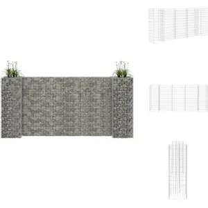 vidaXL Schanskorfmand - Schanskorfmanden - Schanskorf Muur - Schanskorf Muren - Gabion plantenbak H-vormig 260x40x120 cm staaldraadVendu parbol