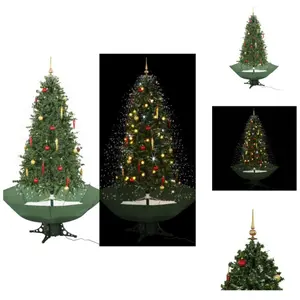 vidaXL Sneeuwende Kerstboom - Sneeuwende Kerstbomen - Kerstboom Met Vallend Sneeuw - Kerstbomen Met Vallend Sneeuw - Kerstboom sneeuwend met paraplubasis 190 cm groenVendu parbol
