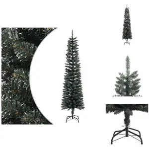 vidaXL Kerstboom - Kerstbomen - Kunstkerstboom - Kunstboom - Kunstkerstboom met standaard smal 180 cm PVC groenVendu parbol