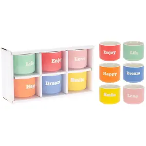 Home & Styling Espresso Mokken - Ø6x5cm - 60ml - Set van 6 stuks - Mul... pas cher