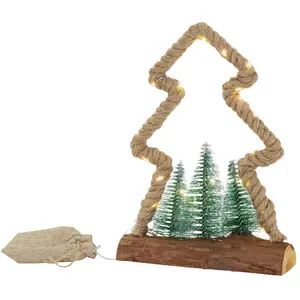 Decoratieve LED kerstboom van jute touw Staand figuur 30 cm warm wit met timerfunctie