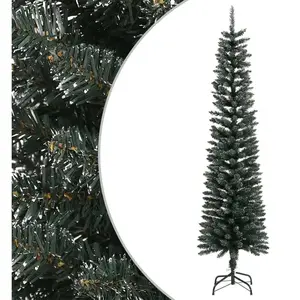 The Living Store Kunstkerstboom - Smal ontwerp - 210 cm - Met kunstsneeuw - Volle uitstraling - Stalen standaardVendu parbol