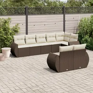 vidaXL - 8-delige - Loungeset - met - kussens - poly - rattan - bruin pas cher