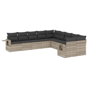 vidaXL Salon de jardin 11 pcs avec coussins gris clair résine tressée pas cher