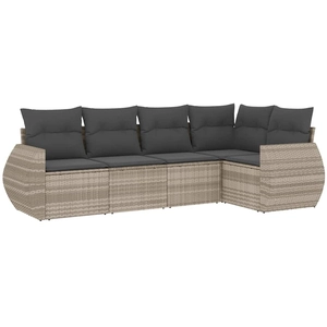 vidaXL Salon de jardin 6 pcs avec coussins gris clair résine tressée pas cher