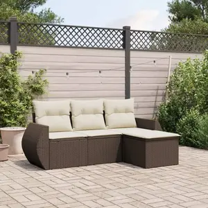 vidaXL - 4-delige - Loungeset - met - kussens - poly - rattan - bruin pas cher