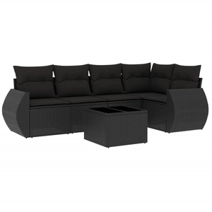vidaXL Salon de jardin 5 pcs avec coussins noir résine tressée pas cher