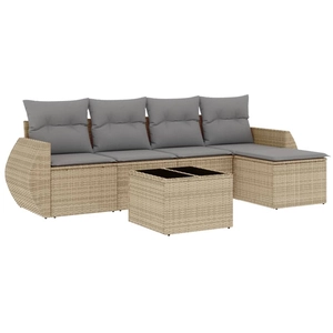 vidaXL Salon de jardin avec coussins 5 pcs beige résine tressée pas cher
