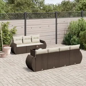 vidaXL - 8-delige - Loungeset - met - kussens - poly - rattan - bruin pas cher