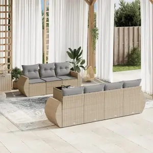 vidaXL Salon de jardin avec coussins 8 pcs beige résine tressée pas cher
