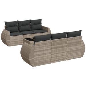 vidaXL Salon de jardin avec coussins 7 pcs gris clair résine tressée pas cher