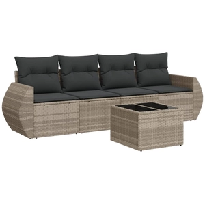 vidaXL Salon de jardin 4 pcs avec coussins gris clair résine tressée pas cher