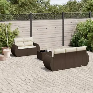 vidaXL - 6-delige - Loungeset - met - kussens - poly - rattan - bruin pas cher
