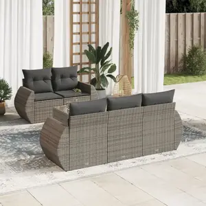 vidaXL Salon de jardin 6 pcs avec coussins gris résine tressée pas cher