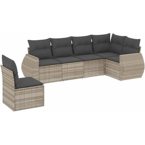 vidaXL Salon de jardin avec coussins 7 pcs gris clair résine tressée pas cher