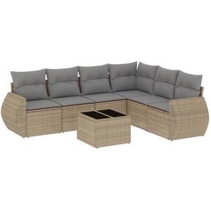 vidaXL Salon de jardin avec coussins 6 pcs beige résine tressée pas cher