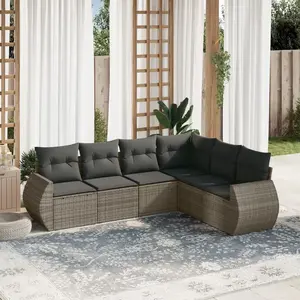 vidaXL Salon de jardin 6 pcs avec coussins gris résine tressée pas cher