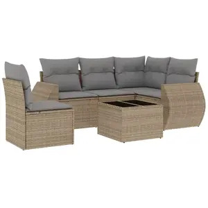 vidaXL Salon de jardin avec coussins 6 pcs beige résine tressée pas cher