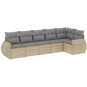 vidaXL Salon de jardin avec coussins 6 pcs beige résine tressée pas cher