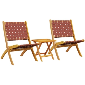 vidaXL Chaises pliables de jardin lot de 2 et table rouge bois massif pas cher