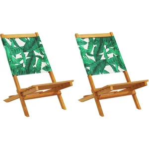 vidaXL Chaises de jardin pliantes lot de 8 vert tissu et bois massif pas cher