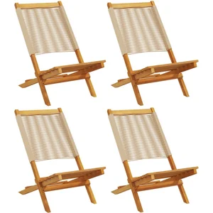 vidaXL Chaises de jardin pliantes lot de 4 beige bois d'acacia massif pas cher